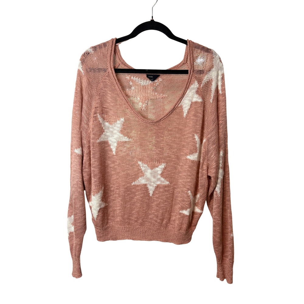 Blank Paige Star Print V-Neck Sweater Mauve Pink Small BL1004